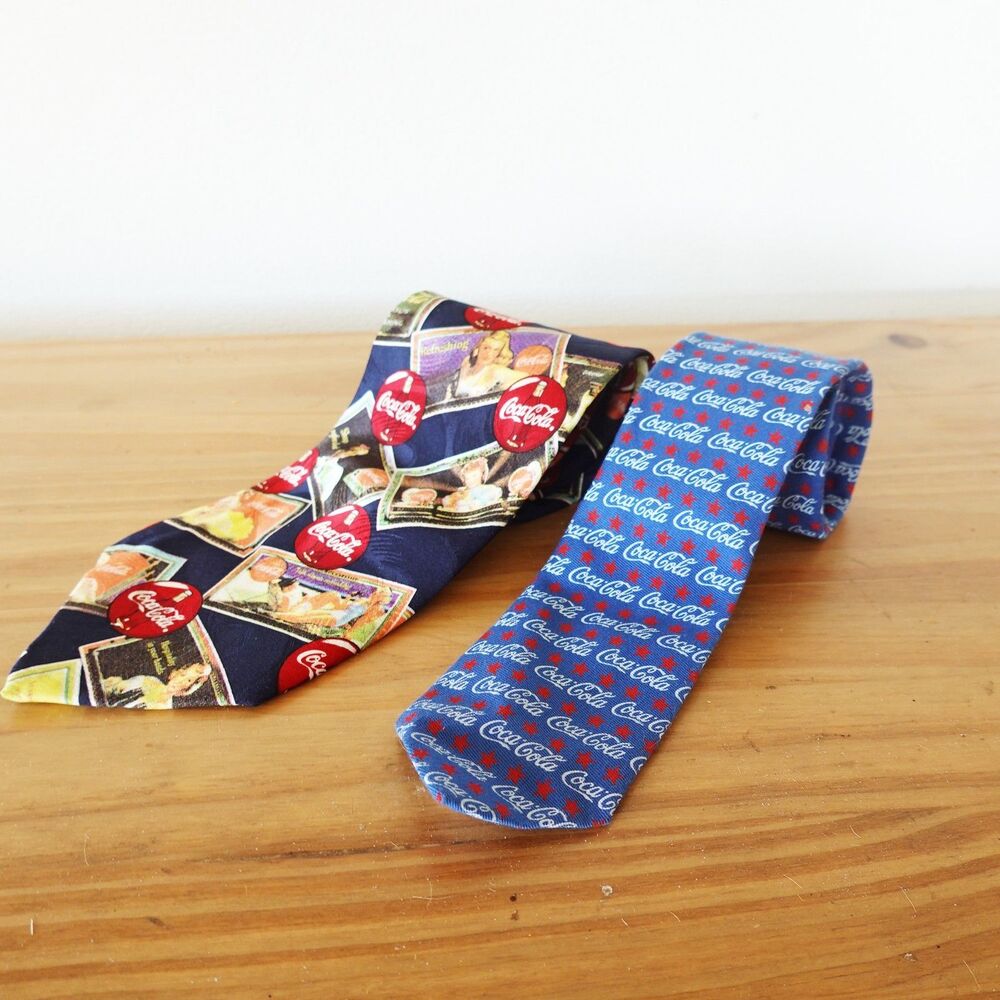 Vintage Lot of 2 COCA-COLA Ties Mens Made in USA